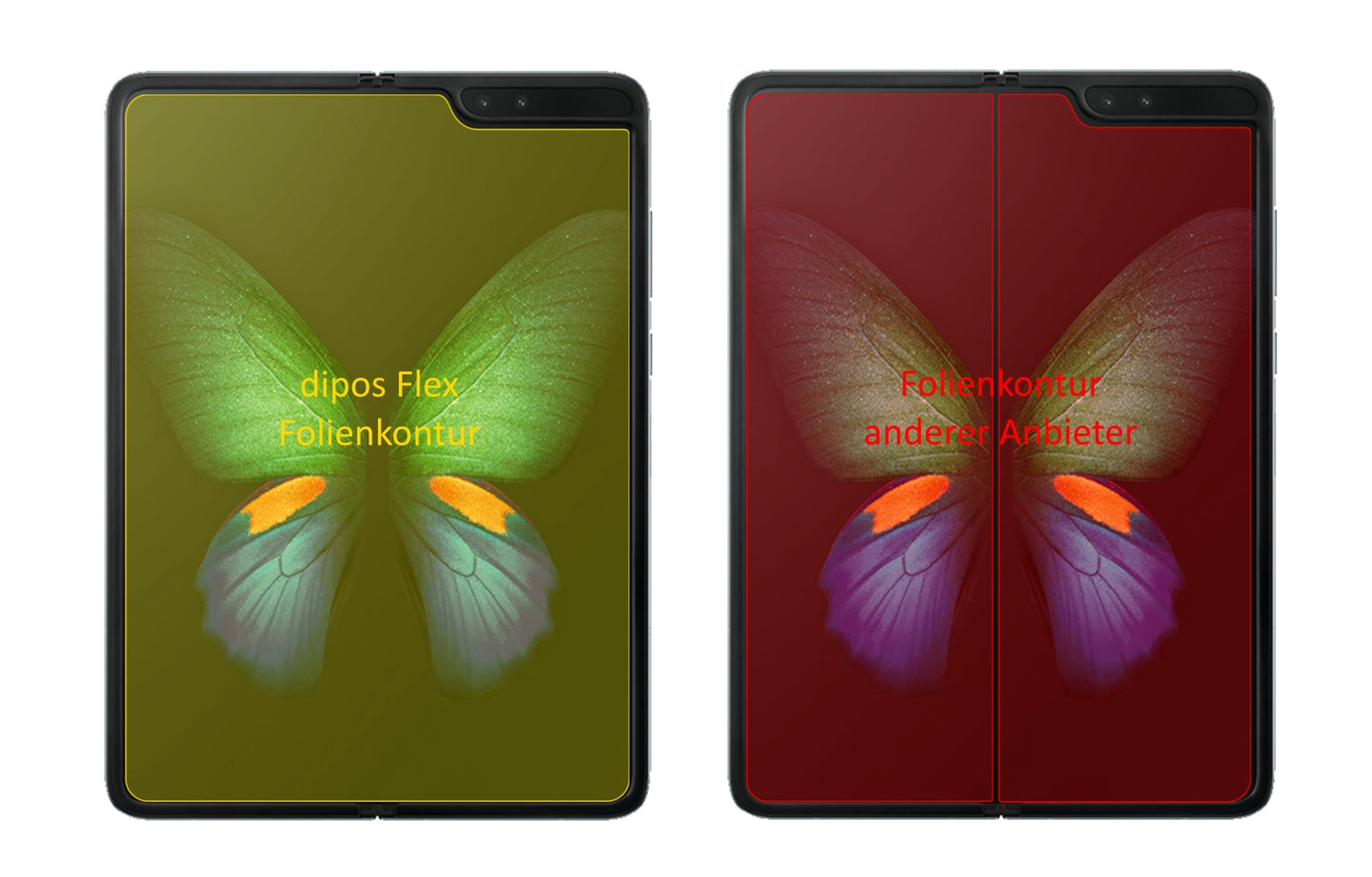 SamsungGalaxy Fold 5G mit aufgebrachter dipos Displayschutzfolie, glasklare Darstellung ohne Einschränkungen