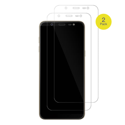 SamsungGalaxy J8 mit aufgebrachter dipos Displayschutzfolie, glasklare Darstellung ohne Einschränkungen