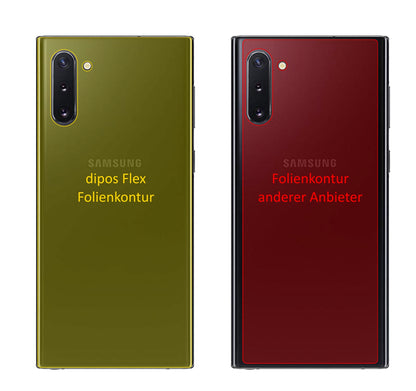 SamsungGalaxy Note 10 5G Rückseite mit aufgebrachter dipos Displayschutzfolie, glasklare Darstellung ohne Einschränkungen