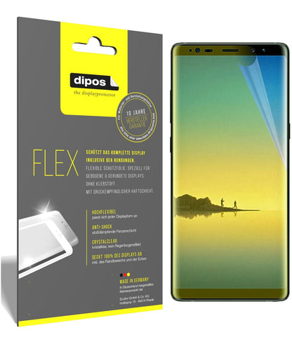 SamsungGalaxy Note 8 mit aufgebrachter dipos Displayschutzfolie, glasklare Darstellung ohne Einschränkungen