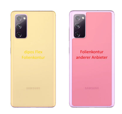 SamsungGalaxy S20 FE Rückseite mit aufgebrachter dipos Displayschutzfolie, glasklare Darstellung ohne Einschränkungen