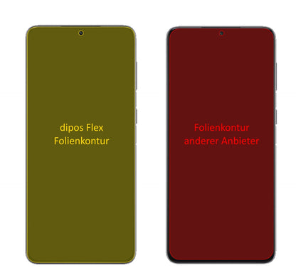 SamsungGalaxy S21 mit aufgebrachter dipos Displayschutzfolie, glasklare Darstellung ohne Einschränkungen