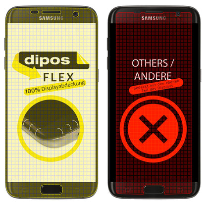 SamsungGalaxy S6 Edge PLUS mit aufgebrachter dipos Displayschutzfolie, glasklare Darstellung ohne Einschränkungen
