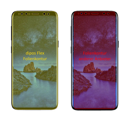 SamsungGalaxy S9 mit aufgebrachter dipos Displayschutzfolie, glasklare Darstellung ohne Einschränkungen