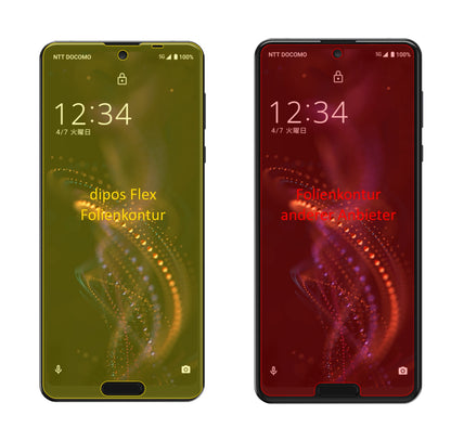 SharpAquos R5G mit aufgebrachter dipos Displayschutzfolie, glasklare Darstellung ohne Einschränkungen