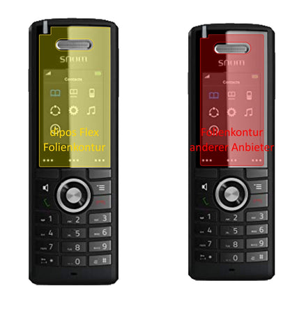 SNOMM65-C50 DECT mit aufgebrachter dipos Displayschutzfolie, glasklare Darstellung ohne Einschränkungen