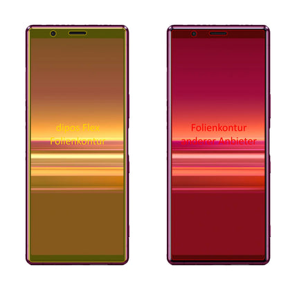 SonyXperia 5 mit aufgebrachter dipos Displayschutzfolie, glasklare Darstellung ohne Einschränkungen