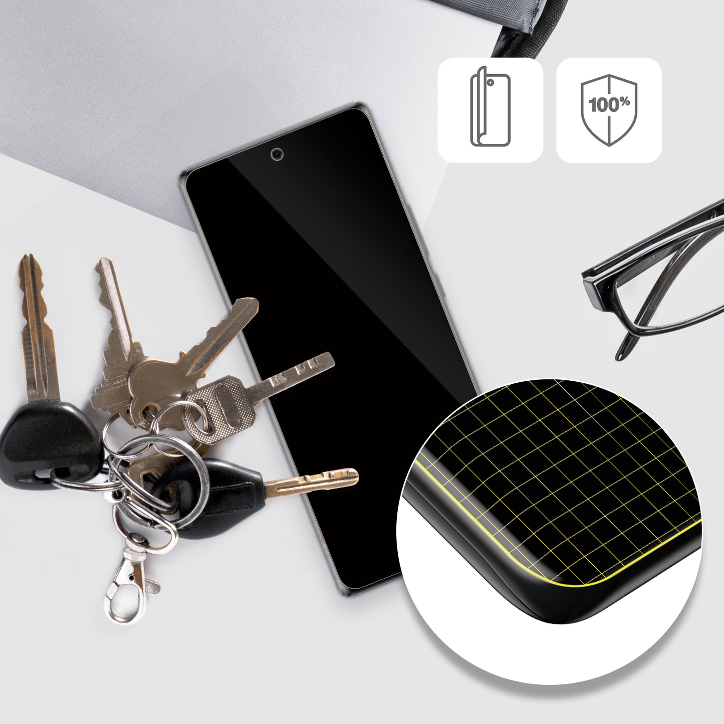 TecnoSpark 20 Pro+ mit aufgebrachter dipos Displayschutzfolie, glasklare Darstellung ohne Einschränkungen
