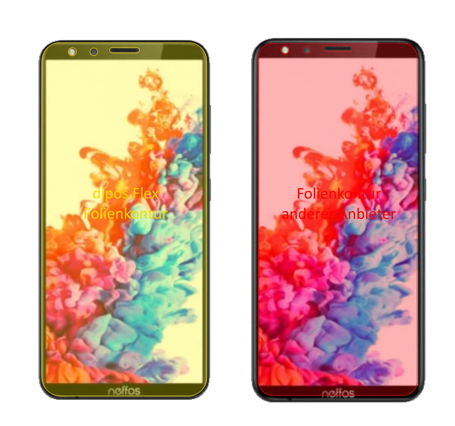 TP-LinkNeffos C7 Lite mit aufgebrachter dipos Displayschutzfolie, glasklare Darstellung ohne Einschränkungen