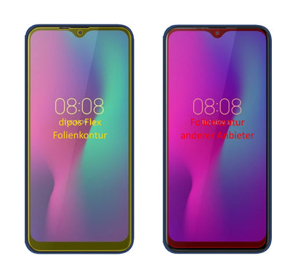 UlefonePower 6 mit aufgebrachter dipos Displayschutzfolie, glasklare Darstellung ohne Einschränkungen