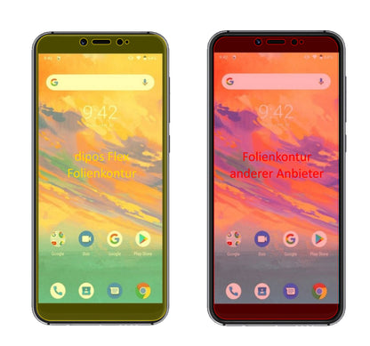 UmidigiA3S mit aufgebrachter dipos Displayschutzfolie, glasklare Darstellung ohne Einschränkungen