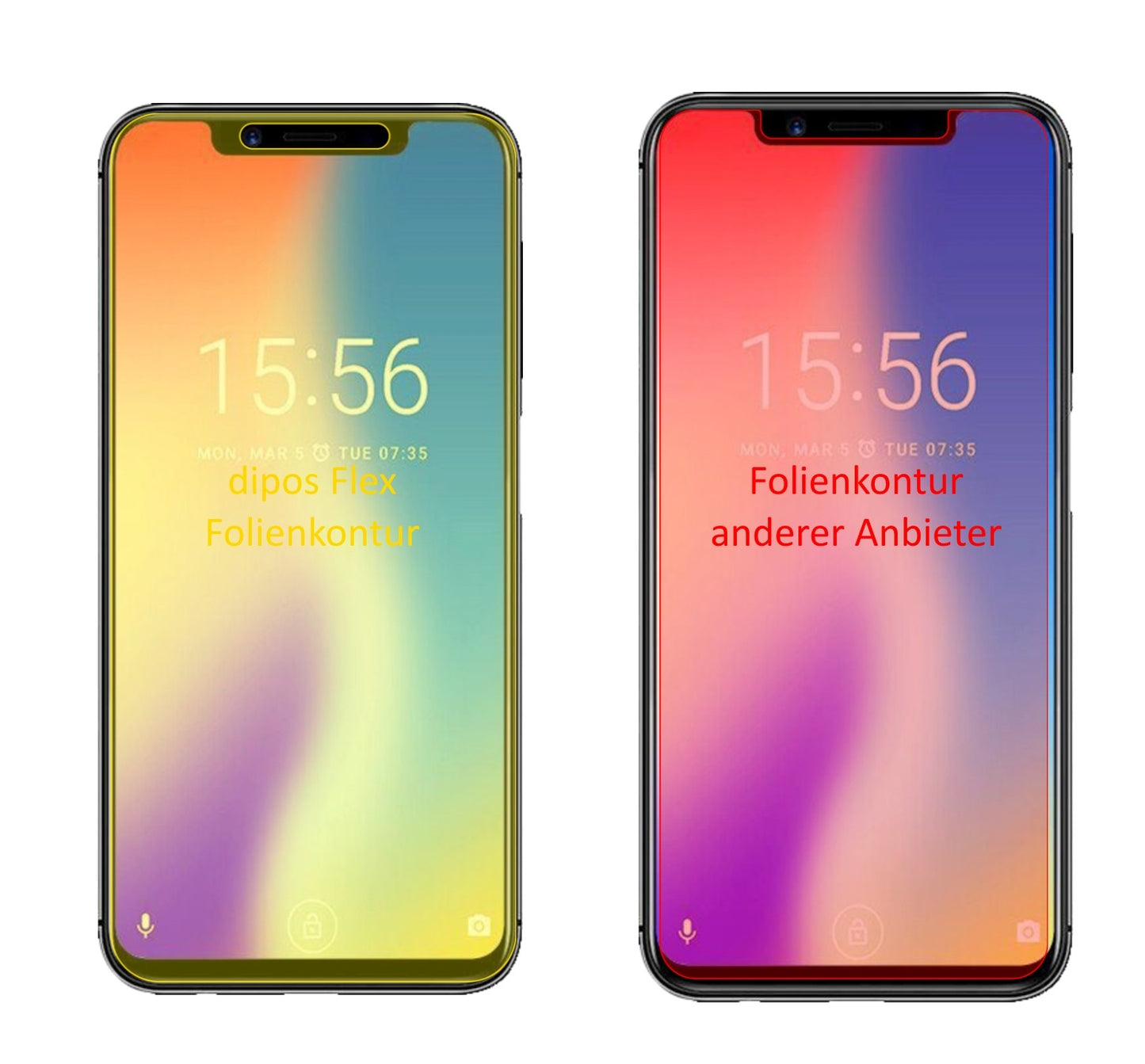 UmidigiOne mit aufgebrachter dipos Displayschutzfolie, glasklare Darstellung ohne Einschränkungen