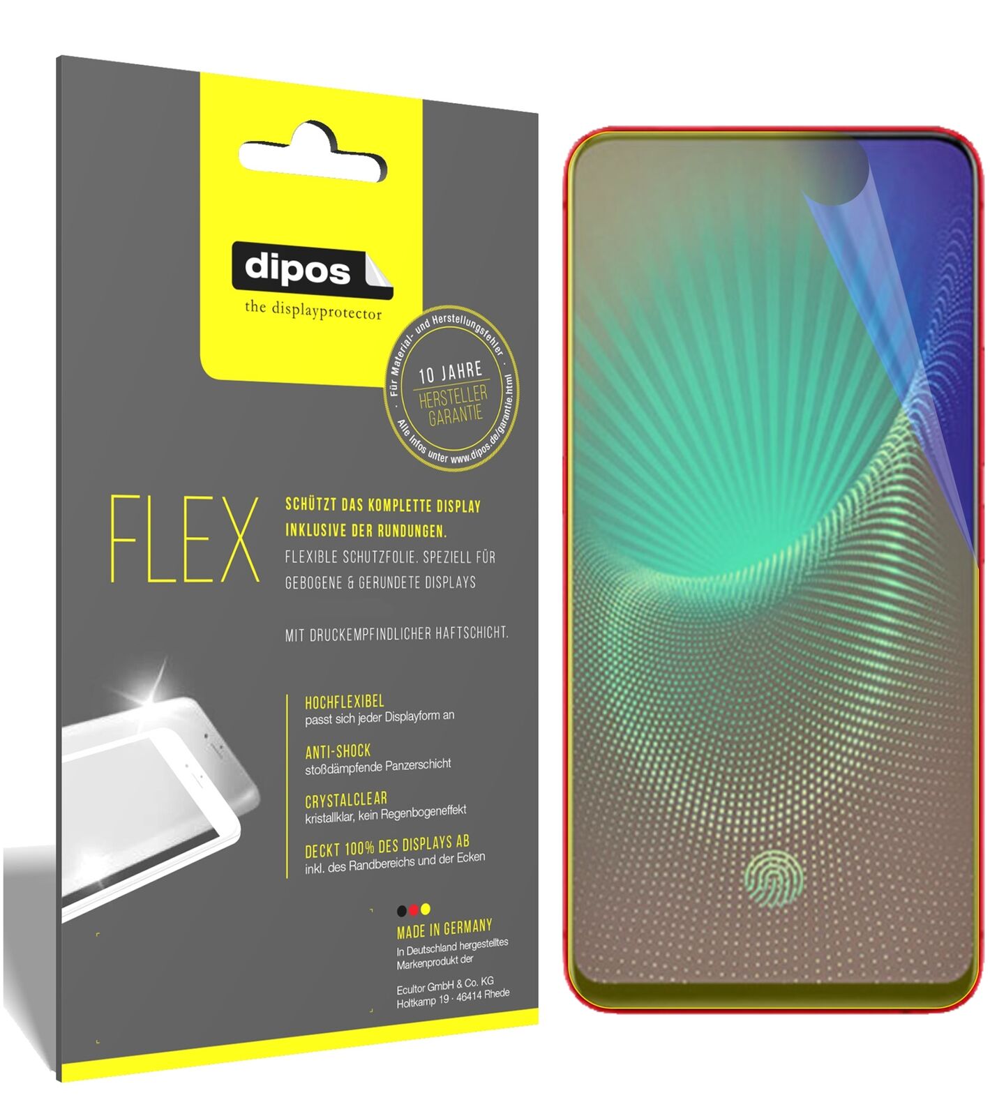 VivoNex mit aufgebrachter dipos Displayschutzfolie, glasklare Darstellung ohne Einschränkungen