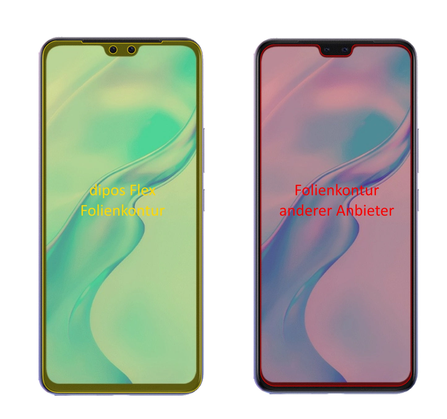 VivoV20 Pro mit aufgebrachter dipos Displayschutzfolie, glasklare Darstellung ohne Einschränkungen