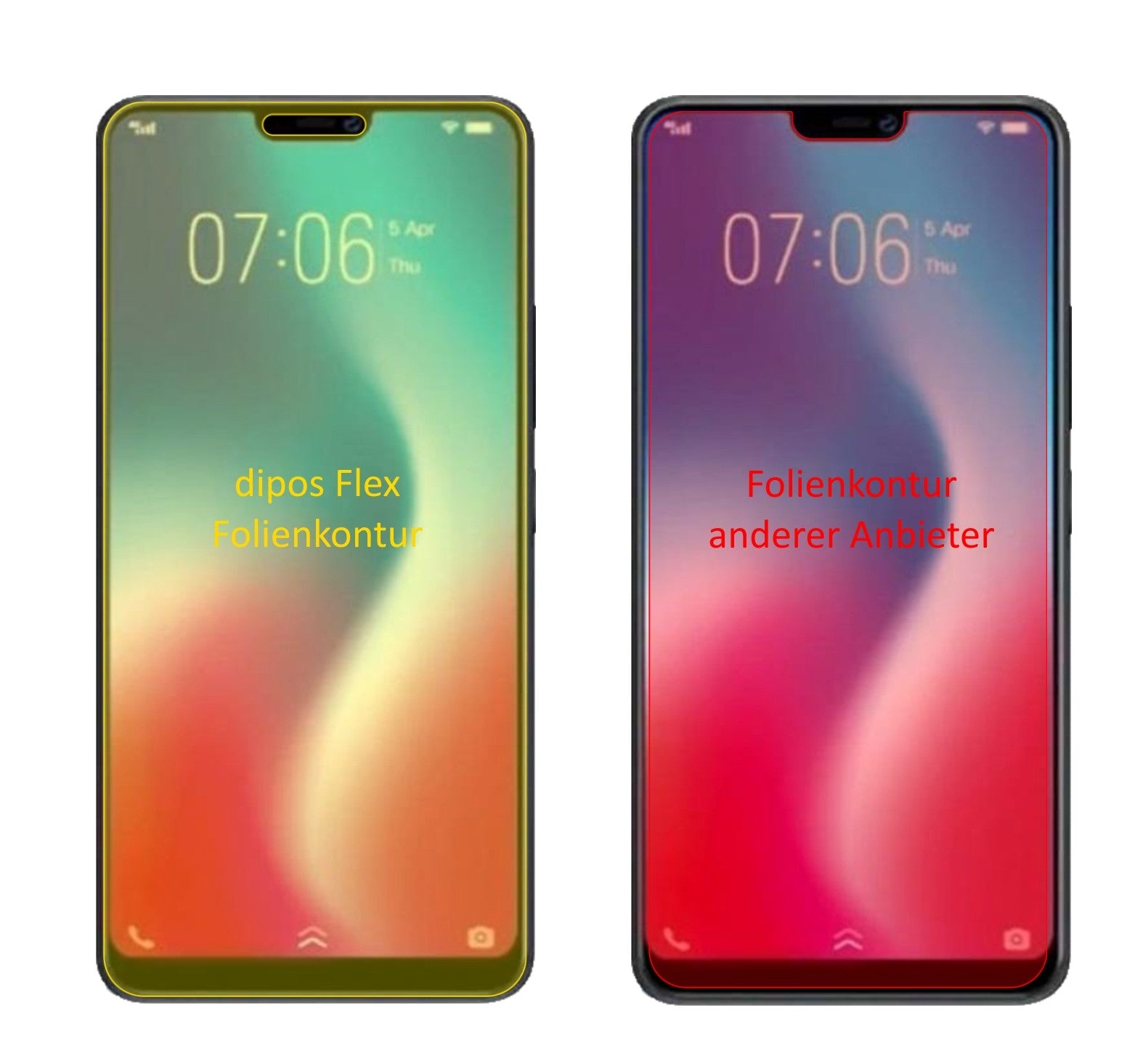 VivoY85 mit aufgebrachter dipos Displayschutzfolie, glasklare Darstellung ohne Einschränkungen