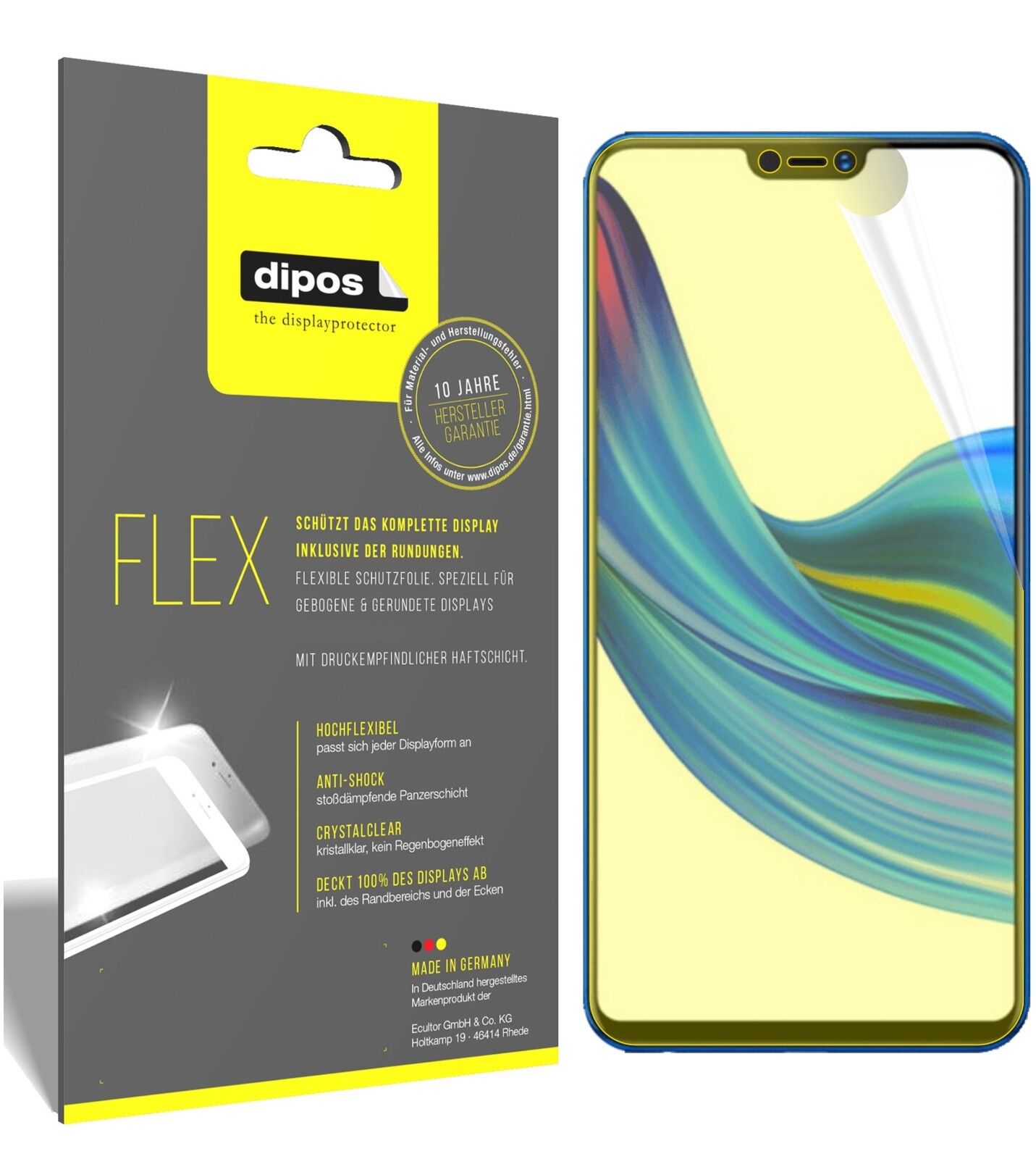 VIVOZ1 mit aufgebrachter dipos Displayschutzfolie, glasklare Darstellung ohne Einschränkungen