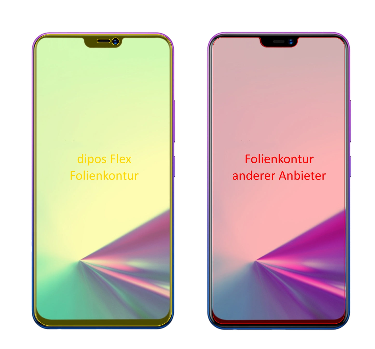 VivoZ3x mit aufgebrachter dipos Displayschutzfolie, glasklare Darstellung ohne Einschränkungen