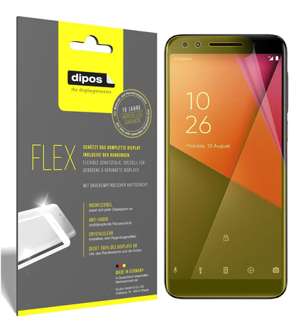 VodafoneSmart N9 mit aufgebrachter dipos Displayschutzfolie, glasklare Darstellung ohne Einschränkungen