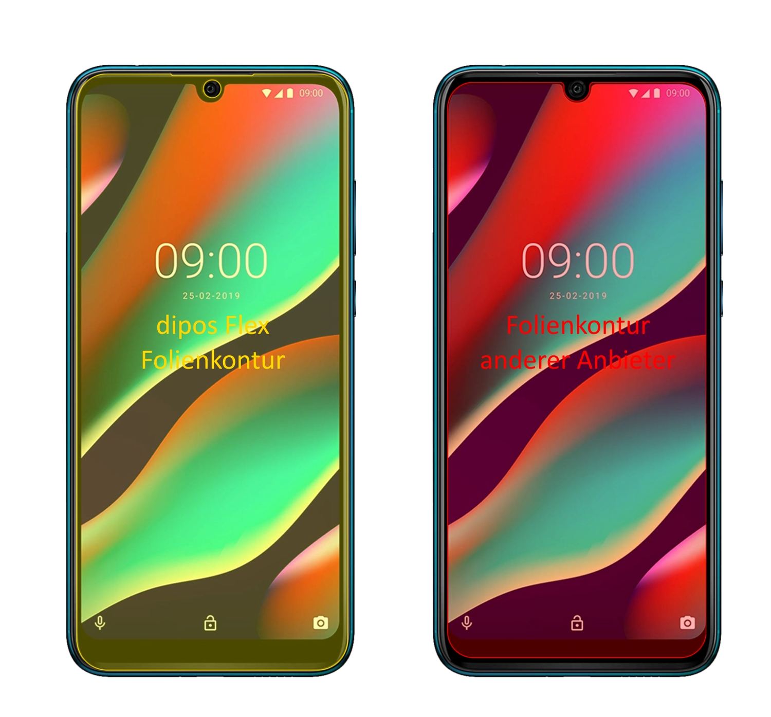 WikoView 3 Pro mit aufgebrachter dipos Displayschutzfolie, glasklare Darstellung ohne Einschränkungen