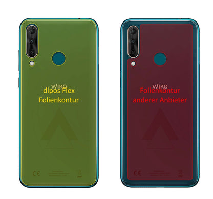 WikoView 3 Pro Rückseite mit aufgebrachter dipos Displayschutzfolie, glasklare Darstellung ohne Einschränkungen