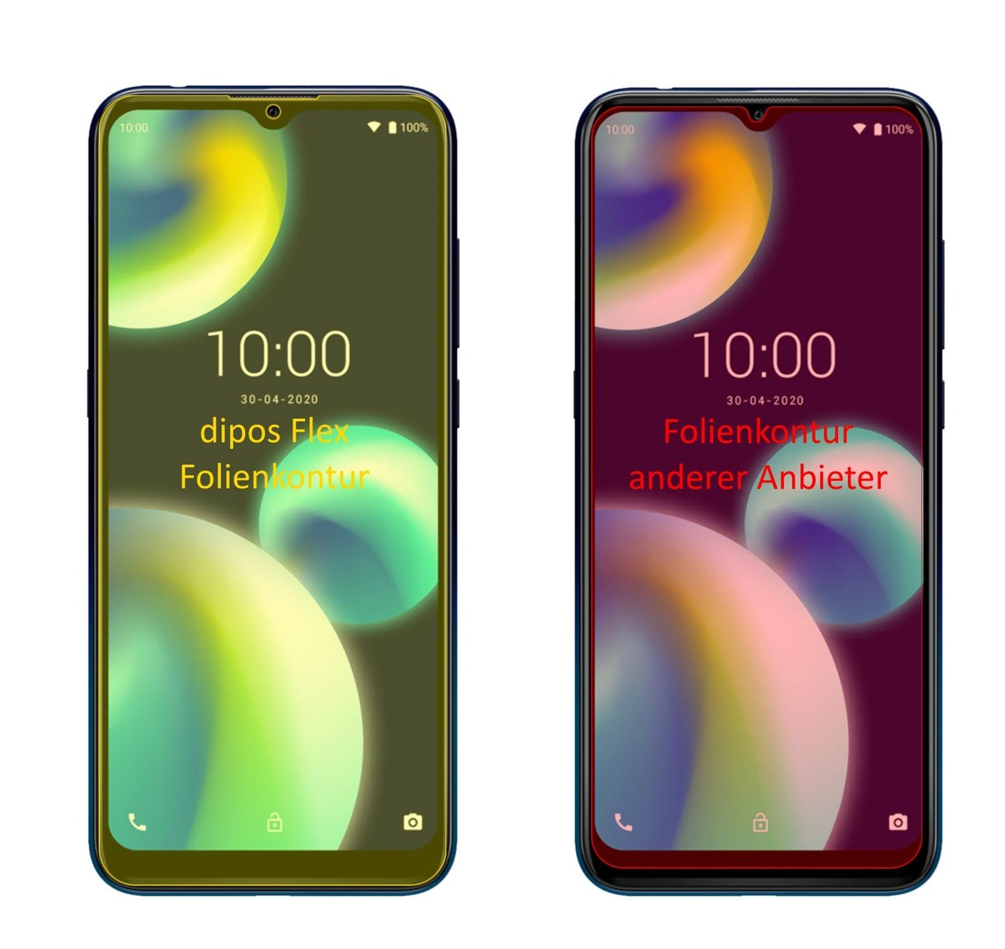 WikoView 4 Lite mit aufgebrachter dipos Displayschutzfolie, glasklare Darstellung ohne Einschränkungen
