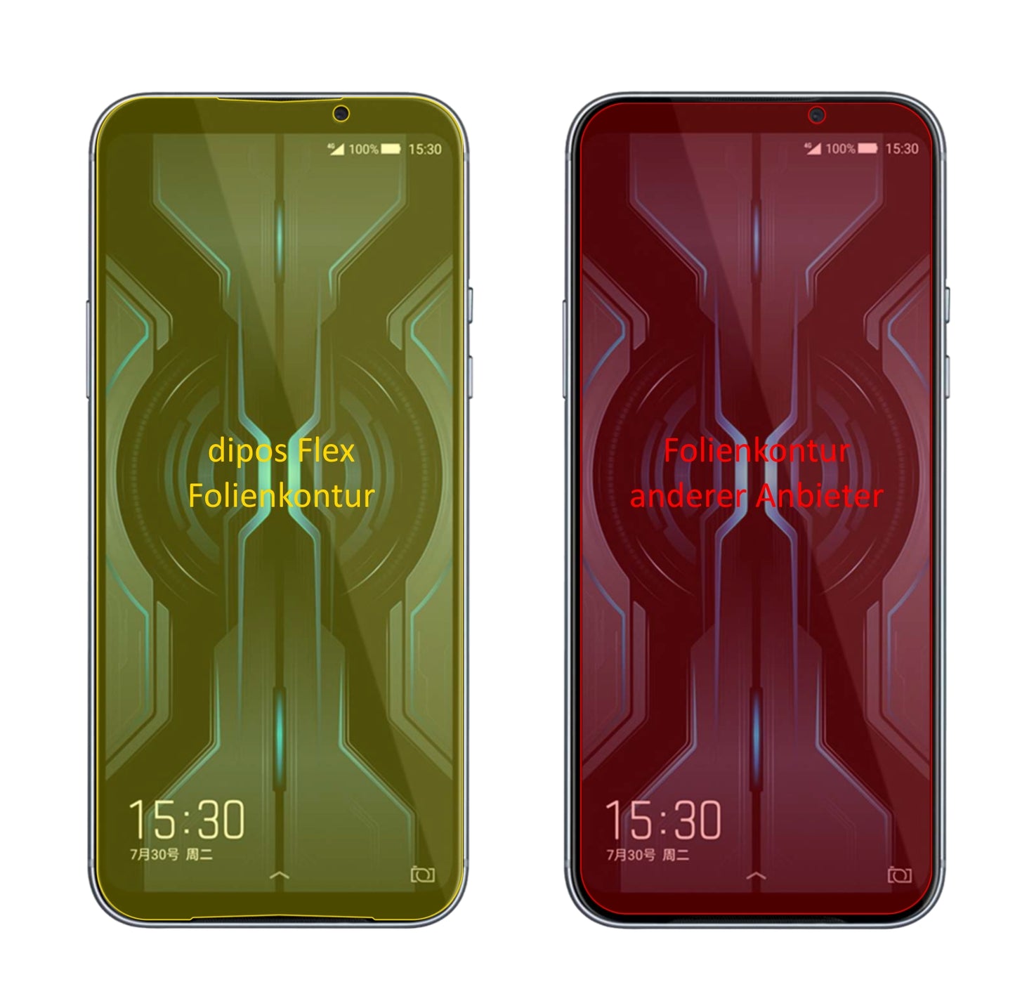 XiaomiBlack Shark 2 Pro mit aufgebrachter dipos Displayschutzfolie, glasklare Darstellung ohne Einschränkungen