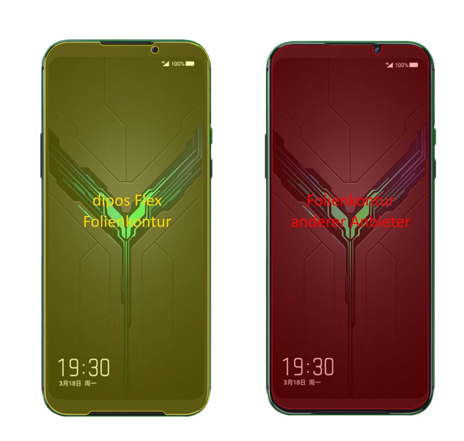 XiaomiBlack Shark 3S mit aufgebrachter dipos Displayschutzfolie, glasklare Darstellung ohne Einschränkungen