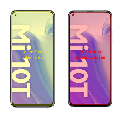 XiaomiMi 10T mit aufgebrachter dipos Displayschutzfolie, glasklare Darstellung ohne Einschränkungen