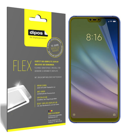 XiaomiMi 8 Lite mit aufgebrachter dipos Displayschutzfolie, glasklare Darstellung ohne Einschränkungen