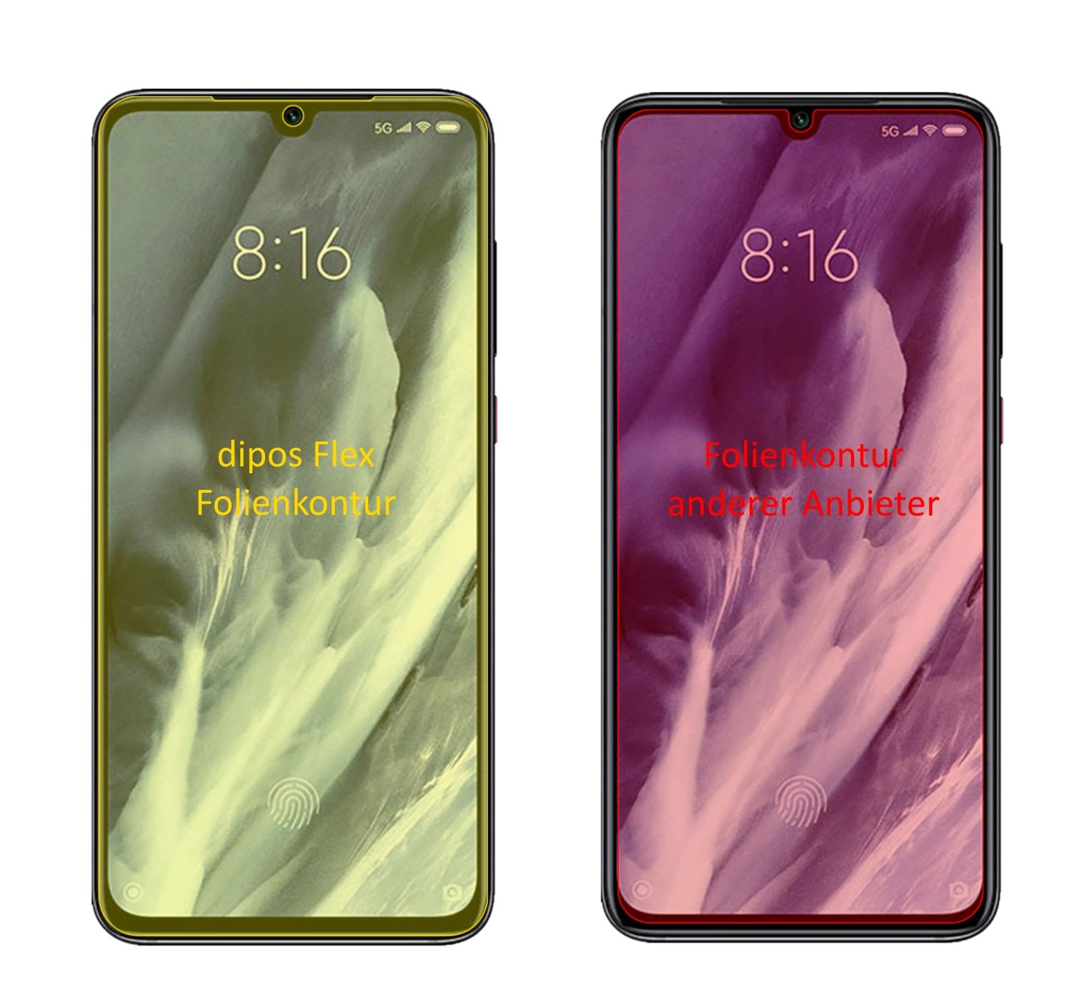 XiaomiMi 9 Pro 5G mit aufgebrachter dipos Displayschutzfolie, glasklare Darstellung ohne Einschränkungen