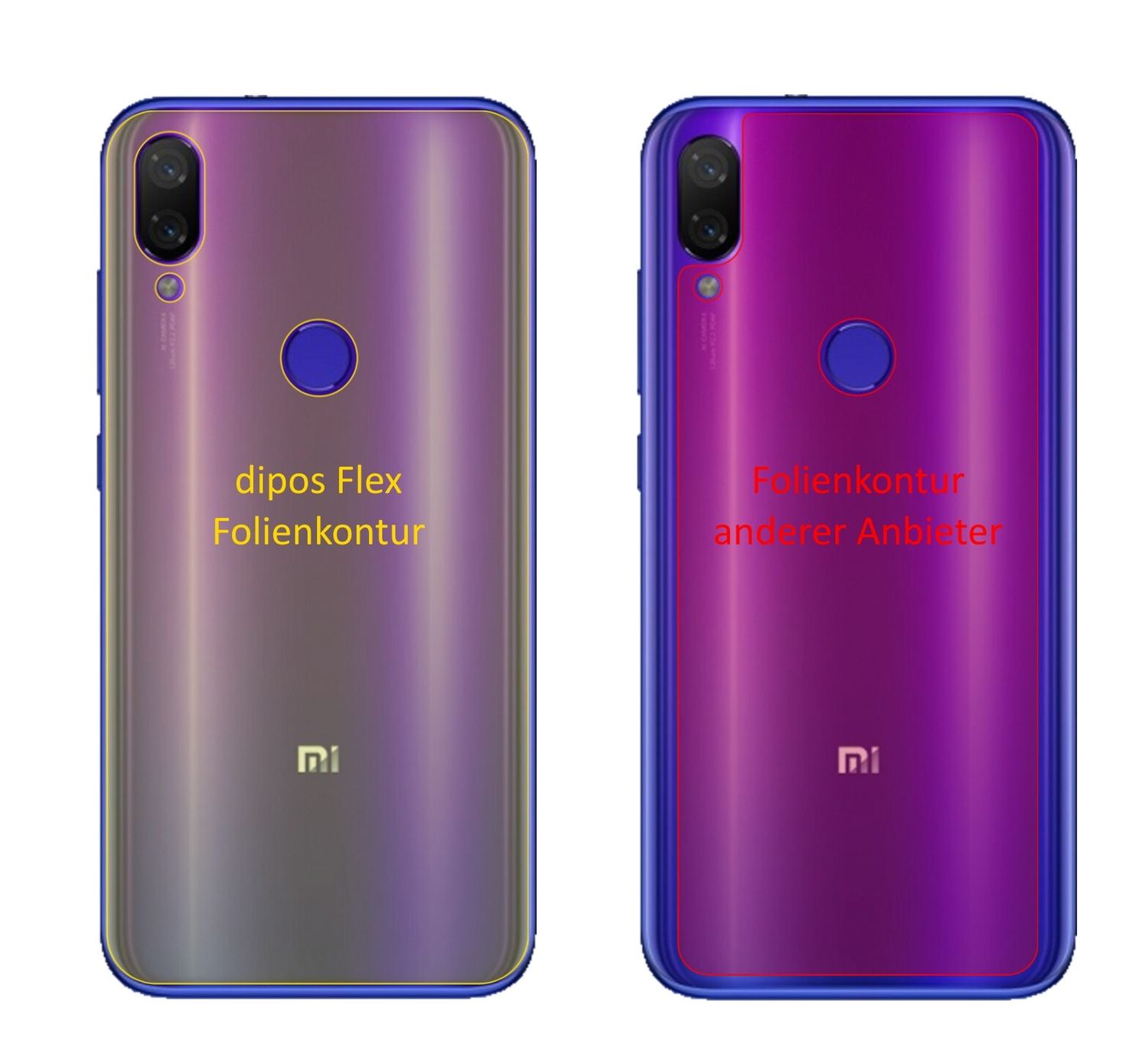 XiaomiMi Play Rückseite mit aufgebrachter dipos Displayschutzfolie, glasklare Darstellung ohne Einschränkungen