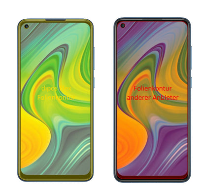 XiaomiRedmi 10X 4G mit aufgebrachter dipos Displayschutzfolie, glasklare Darstellung ohne Einschränkungen
