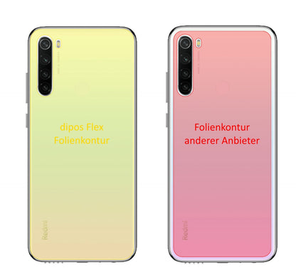 XiaomiRedmi Note 8T Rückseite mit aufgebrachter dipos Displayschutzfolie, glasklare Darstellung ohne Einschränkungen