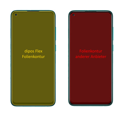 XiaomiRedmi Note 9T mit aufgebrachter dipos Displayschutzfolie, glasklare Darstellung ohne Einschränkungen