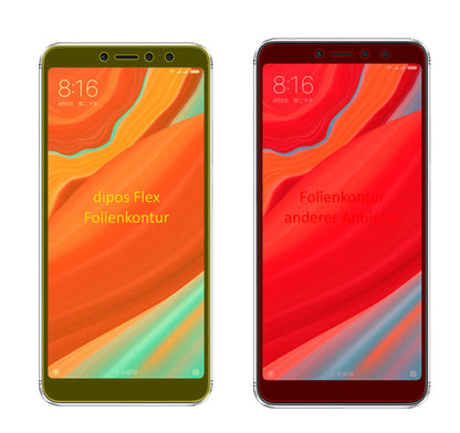 XiaomiRedmi S2 mit aufgebrachter dipos Displayschutzfolie, glasklare Darstellung ohne Einschränkungen