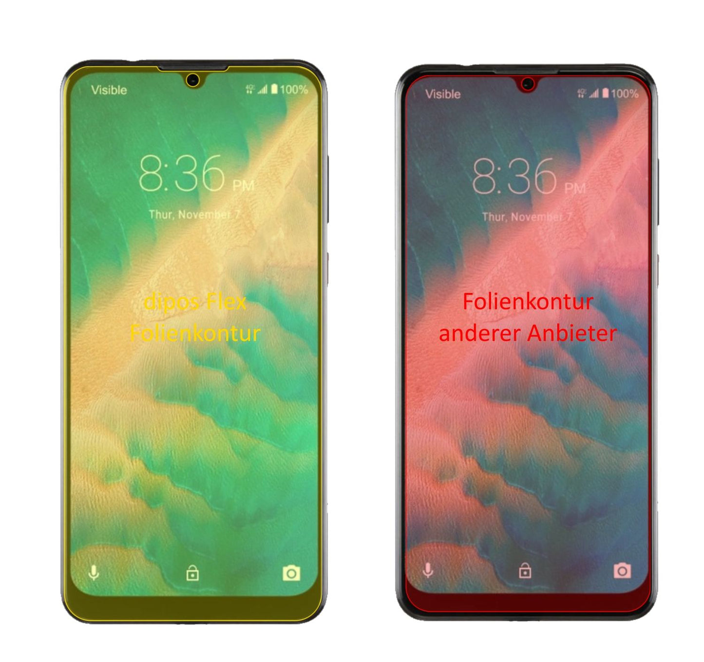 ZTEBlade 10 Prime mit aufgebrachter dipos Displayschutzfolie, glasklare Darstellung ohne Einschränkungen