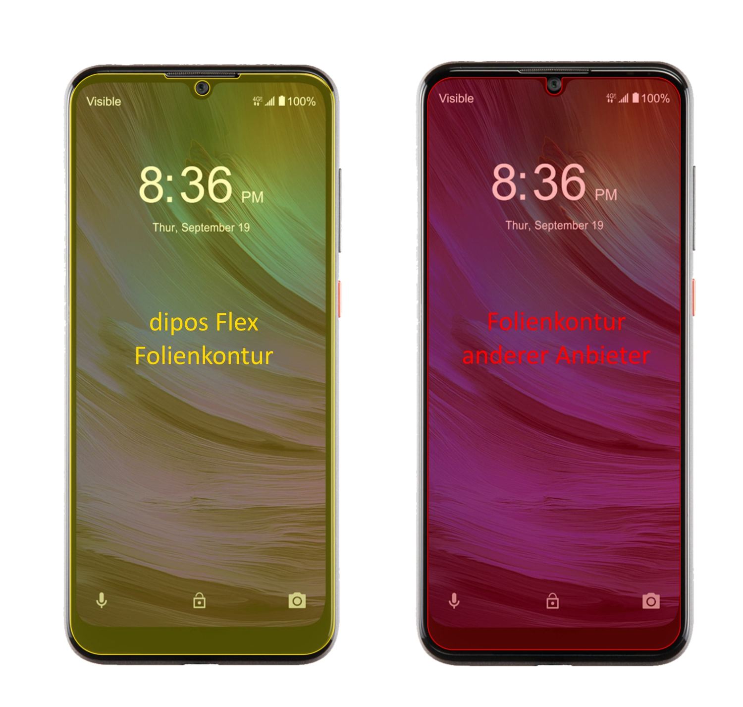 ZTEBlade A7 Prime mit aufgebrachter dipos Displayschutzfolie, glasklare Darstellung ohne Einschränkungen