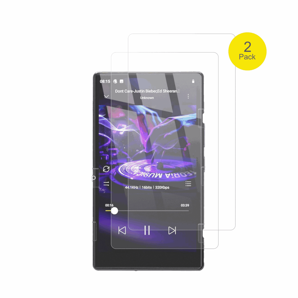 AHENODG15 MP3-Player mit aufgebrachter dipos Flex Schutzfolie, glasklare Darstellung ohne Einschränkungen