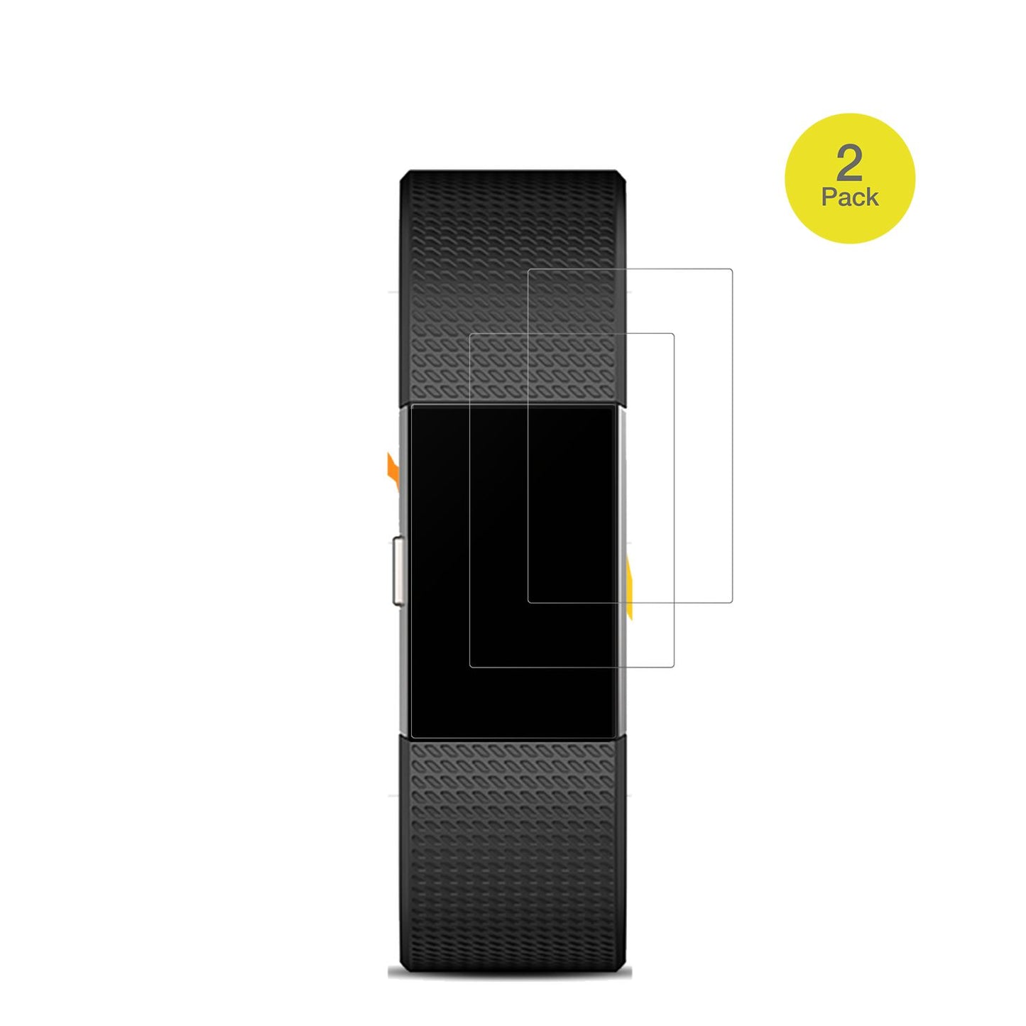 FitbitCharge 2 mit aufgebrachter dipos Flex Schutzfolie, glasklare Darstellung ohne Einschränkungen