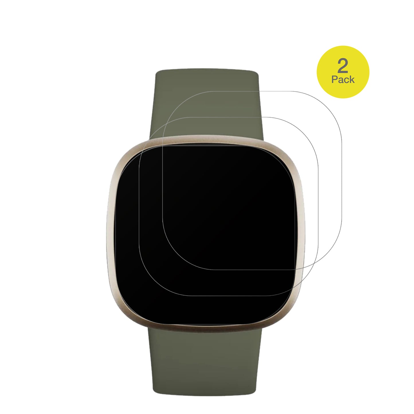 FitbitVersa 3 mit aufgebrachter dipos Flex Schutzfolie, glasklare Darstellung ohne Einschränkungen