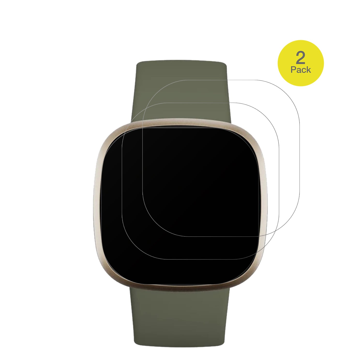 FitbitVersa 3 mit aufgebrachter dipos Flex Schutzfolie, glasklare Darstellung ohne Einschränkungen