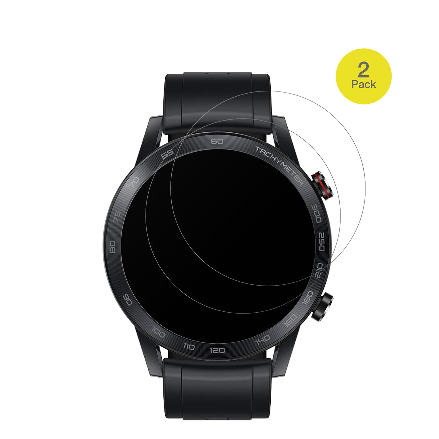 HonorMagic Watch 2 46mm mit aufgebrachter dipos Flex Schutzfolie, glasklare Darstellung ohne Einschränkungen