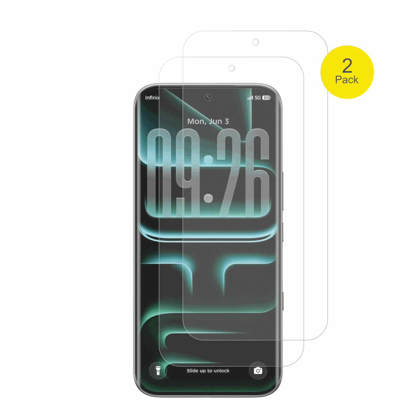 InfinixNote Edge mit aufgebrachter dipos Flex Schutzfolie, glasklare Darstellung ohne Einschr�nkungen
