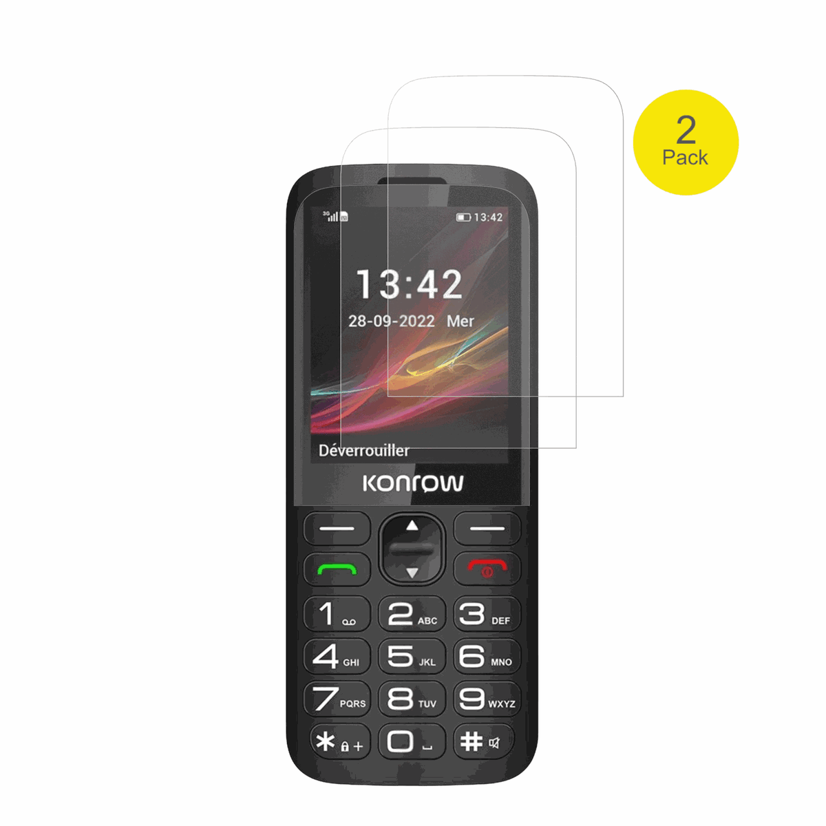 KonrowSenior 280 Next mit aufgebrachter dipos Flex Schutzfolie, glasklare Darstellung ohne Einschränkungen