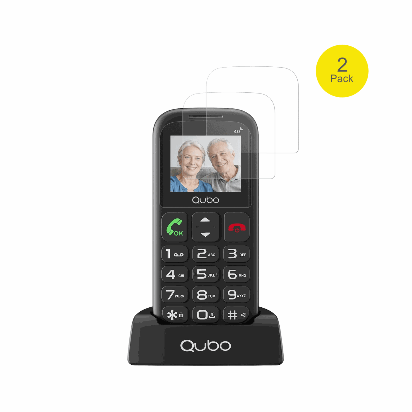 QuboP186 mit aufgebrachter dipos Flex Schutzfolie, glasklare Darstellung ohne Einschränkungen