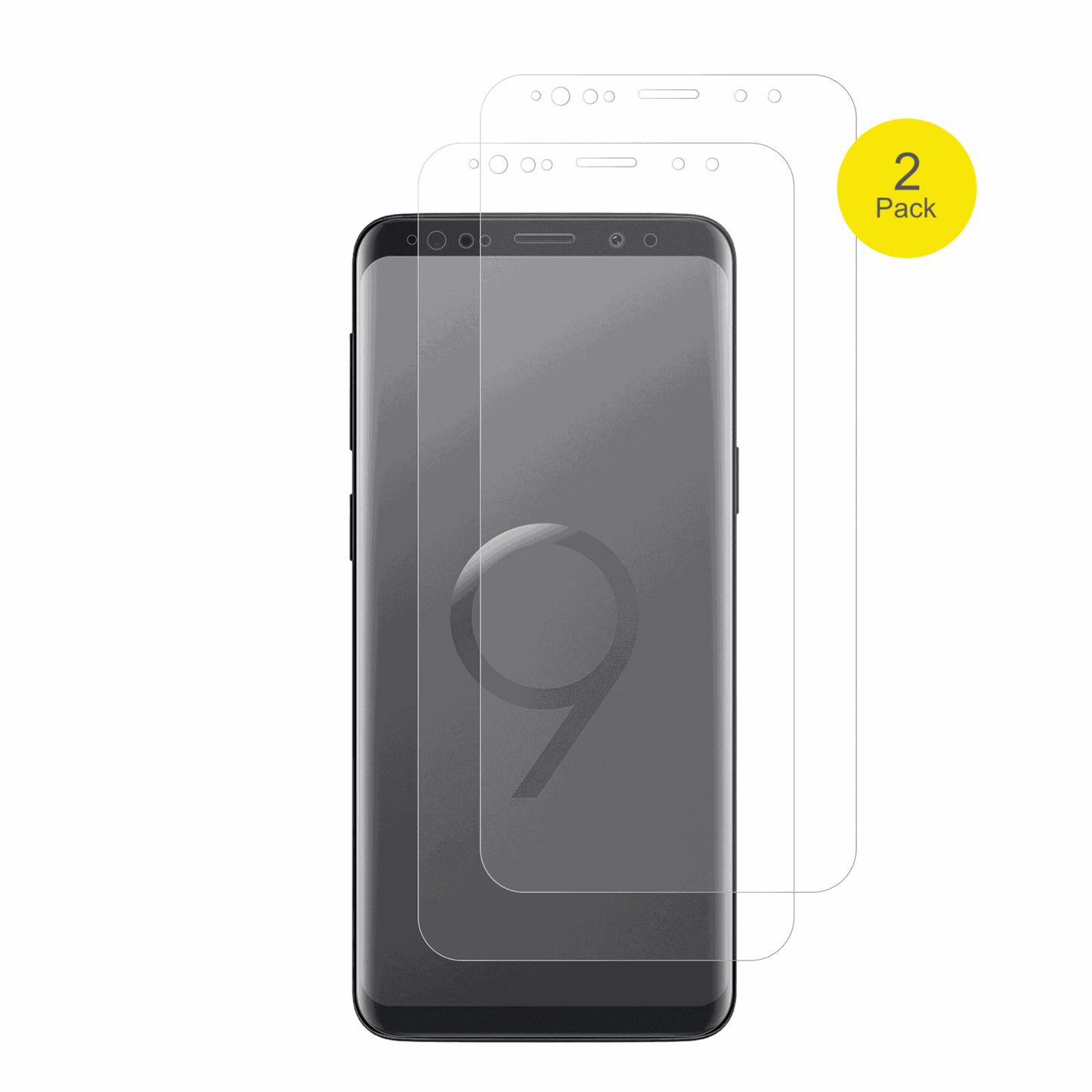 SamsungGalaxy S9 mit aufgebrachter dipos Flex Schutzfolie, glasklare Darstellung ohne Einschränkungen