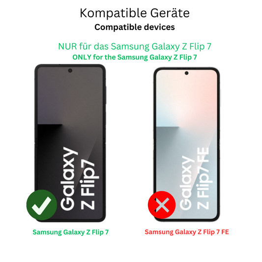 SamsungGalaxy Z Flip7 Innenseite mit aufgebrachter dipos Displayschutzfolie, glasklare Darstellung ohne Einschränkungen