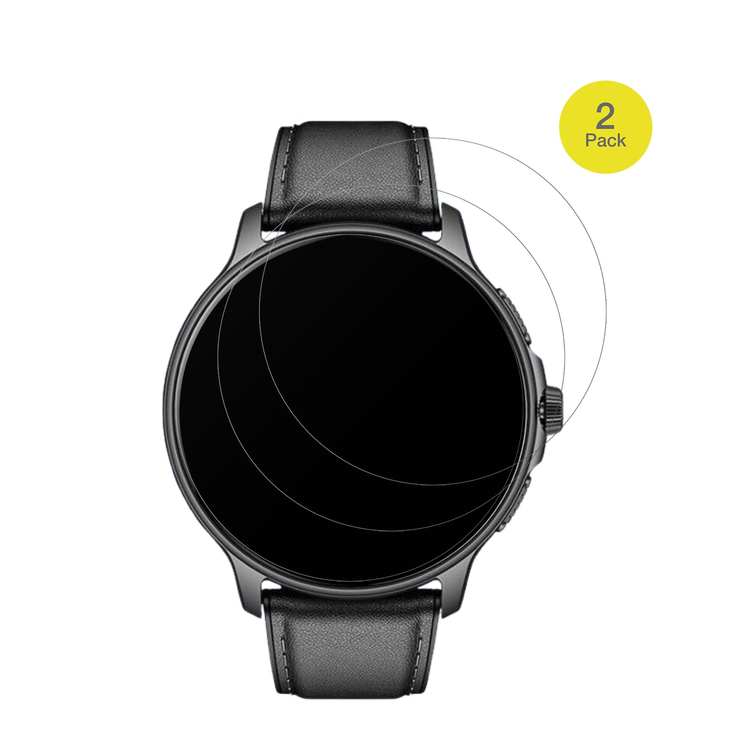 Smartwatch28.5mm durchmesser mit aufgebrachter dipos Flex Schutzfolie, glasklare Darstellung ohne Einschränkungen