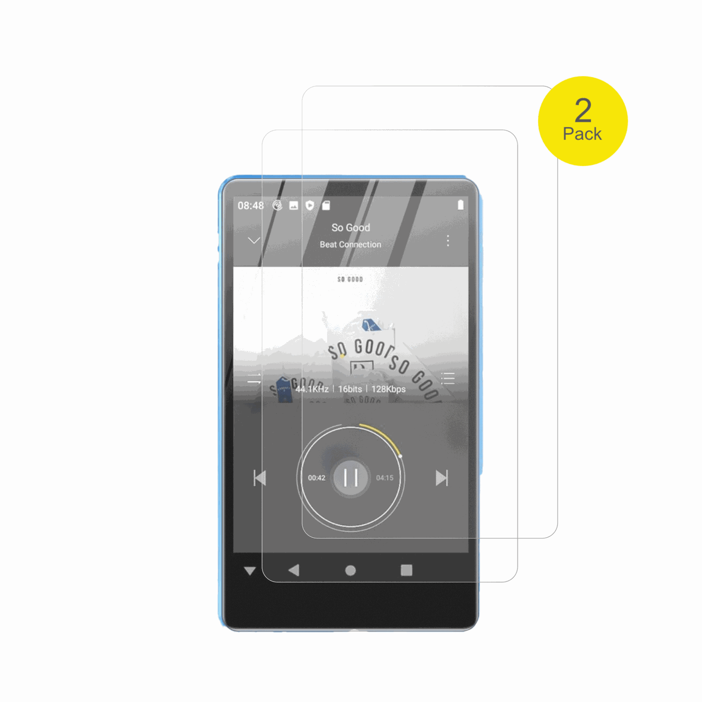 SWOFYM503 Pro MP3-Player mit aufgebrachter dipos Flex Schutzfolie, glasklare Darstellung ohne Einschränkungen