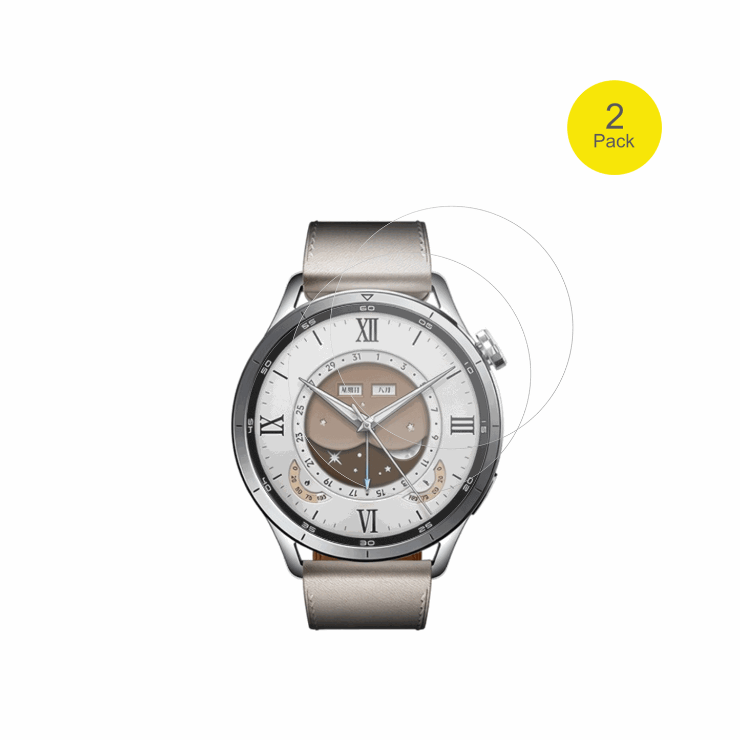 XiaomiWatch S5 mit aufgebrachter dipos Flex Schutzfolie, glasklare Darstellung ohne Einschränkungen